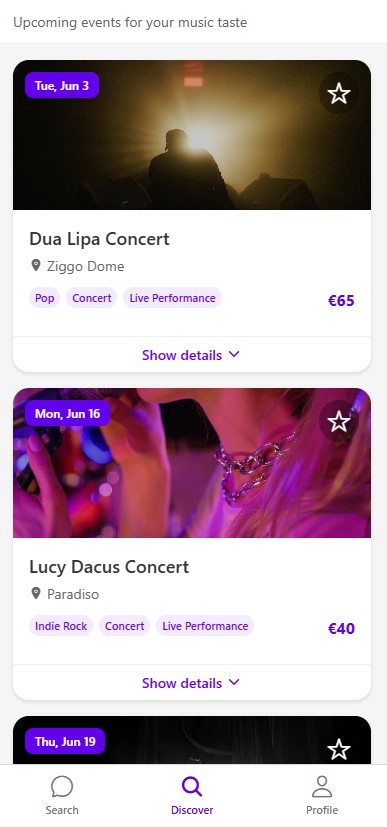 Curated event suggestions